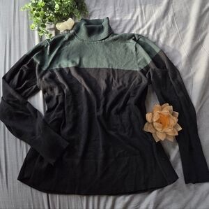 Cable and Gauge Knit Turtleneck Sweater